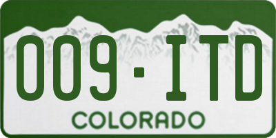 CO license plate 009ITD