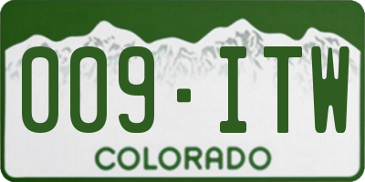 CO license plate 009ITW