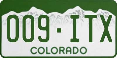 CO license plate 009ITX