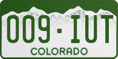 CO license plate 009IUT