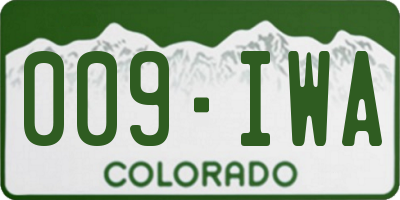 CO license plate 009IWA