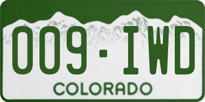 CO license plate 009IWD