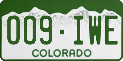 CO license plate 009IWE