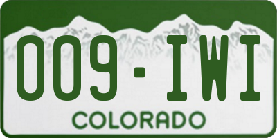 CO license plate 009IWI