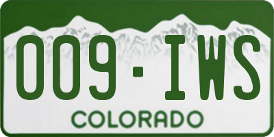 CO license plate 009IWS