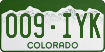 CO license plate 009IYK