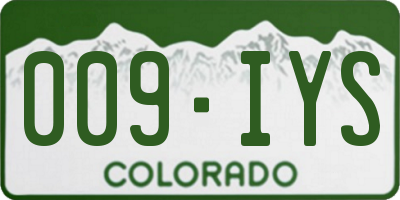 CO license plate 009IYS