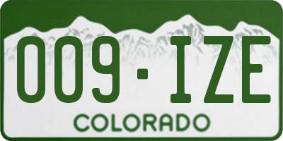 CO license plate 009IZE