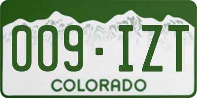 CO license plate 009IZT