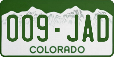 CO license plate 009JAD