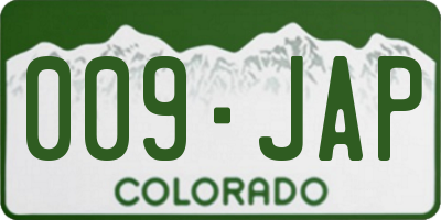 CO license plate 009JAP