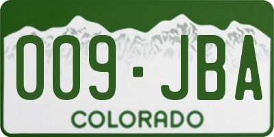 CO license plate 009JBA