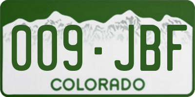 CO license plate 009JBF