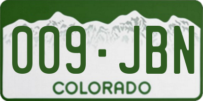 CO license plate 009JBN