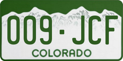 CO license plate 009JCF
