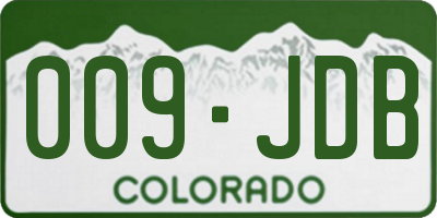 CO license plate 009JDB