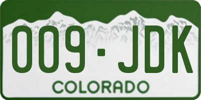 CO license plate 009JDK