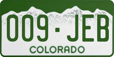 CO license plate 009JEB