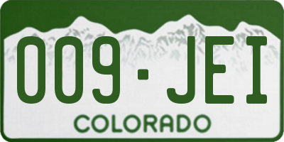 CO license plate 009JEI