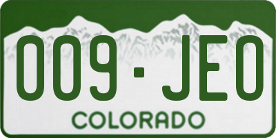 CO license plate 009JEO