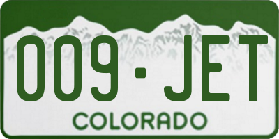 CO license plate 009JET