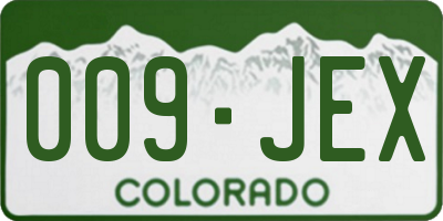 CO license plate 009JEX