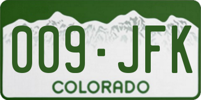 CO license plate 009JFK