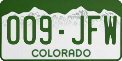 CO license plate 009JFW