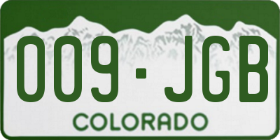 CO license plate 009JGB