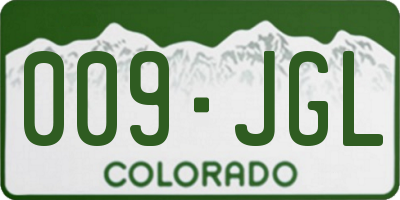 CO license plate 009JGL