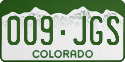 CO license plate 009JGS