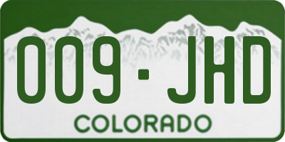 CO license plate 009JHD