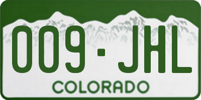 CO license plate 009JHL