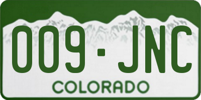 CO license plate 009JNC
