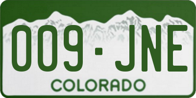 CO license plate 009JNE
