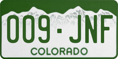 CO license plate 009JNF