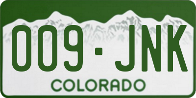 CO license plate 009JNK