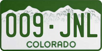CO license plate 009JNL