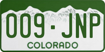 CO license plate 009JNP