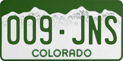 CO license plate 009JNS