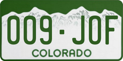 CO license plate 009JOF