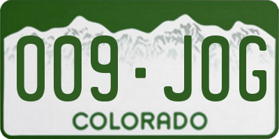 CO license plate 009JOG