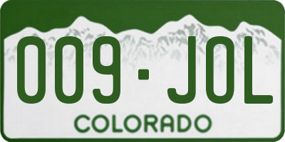CO license plate 009JOL