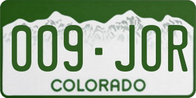 CO license plate 009JOR