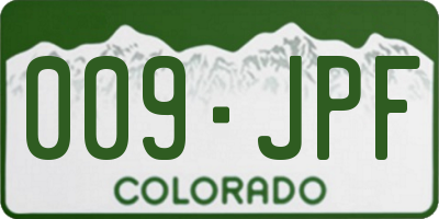 CO license plate 009JPF