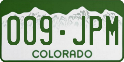 CO license plate 009JPM