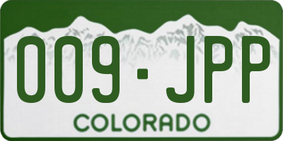 CO license plate 009JPP