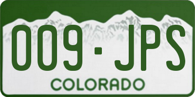 CO license plate 009JPS
