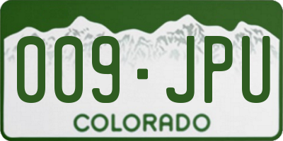 CO license plate 009JPU