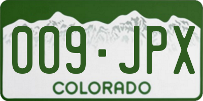 CO license plate 009JPX